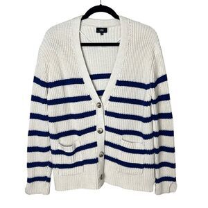 LINE The Label Livy Cardigan Breton Stripe Navy Cream Sz XS